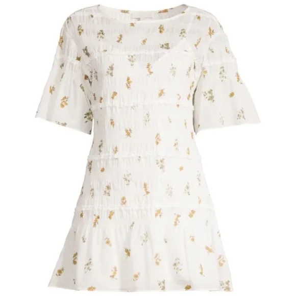 REBECCA TAYLOR Marigold Fleur Ines Smocked Dress w/ flower pattern, Size M, NWT - Picture 4 of 5